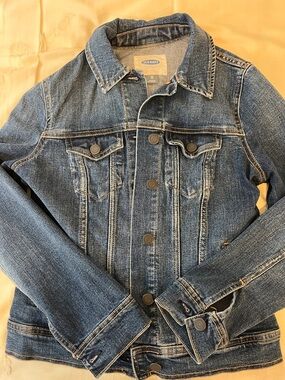 Old Navy Medium Blue Denim Jacket with Button Front